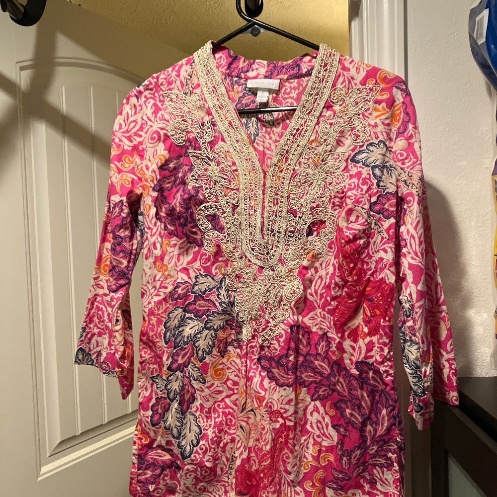 LADIES BLOUSE WESTERN CHARTER CLUB BEAUTIFUL EMBROIDERY - ONLY $20